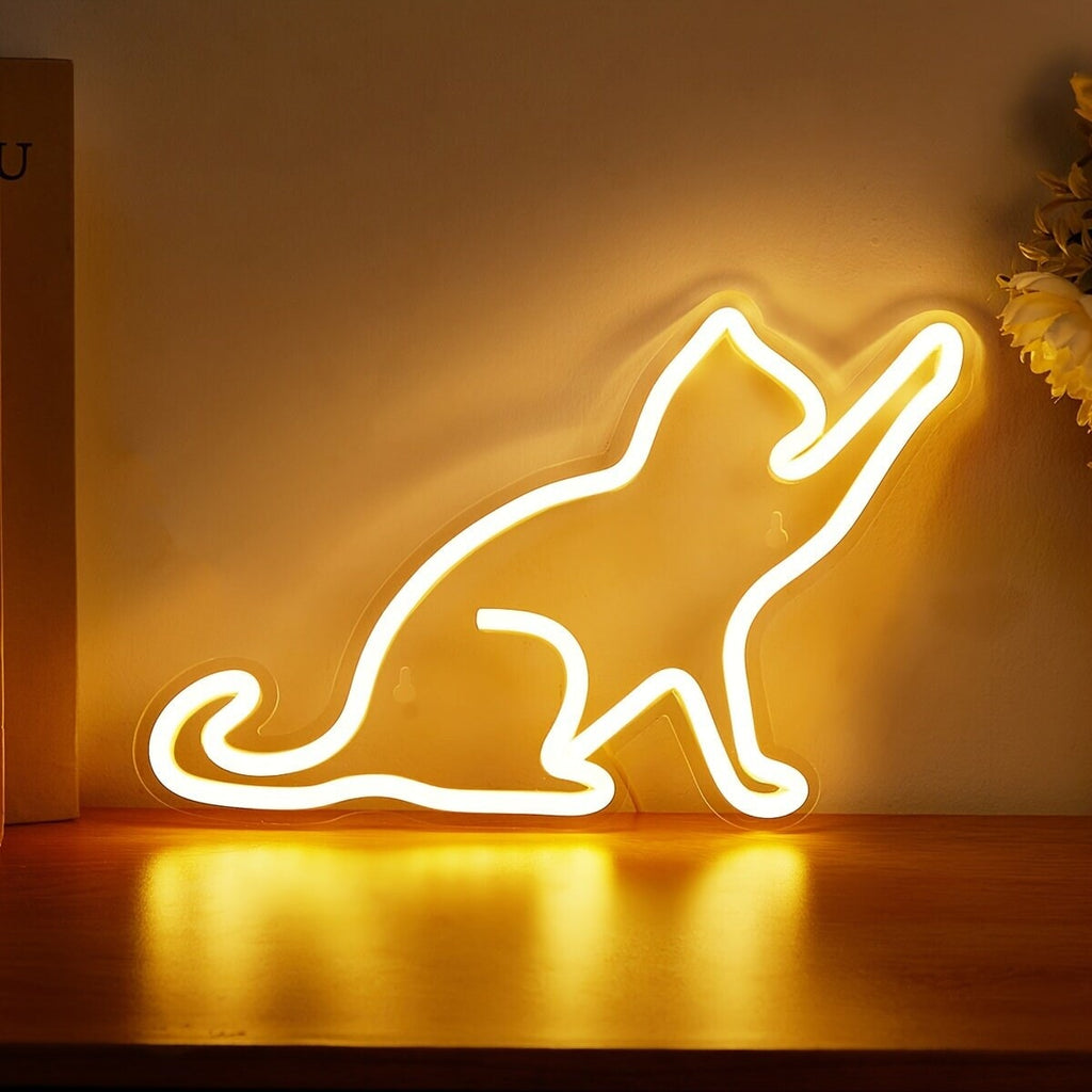 LED Neon Sign Cat-shaped Night Lights, 5V USB Power Supply Neon Lamp With 2 Hooks For Home Bedroom Dorm Party CO/B\HA 