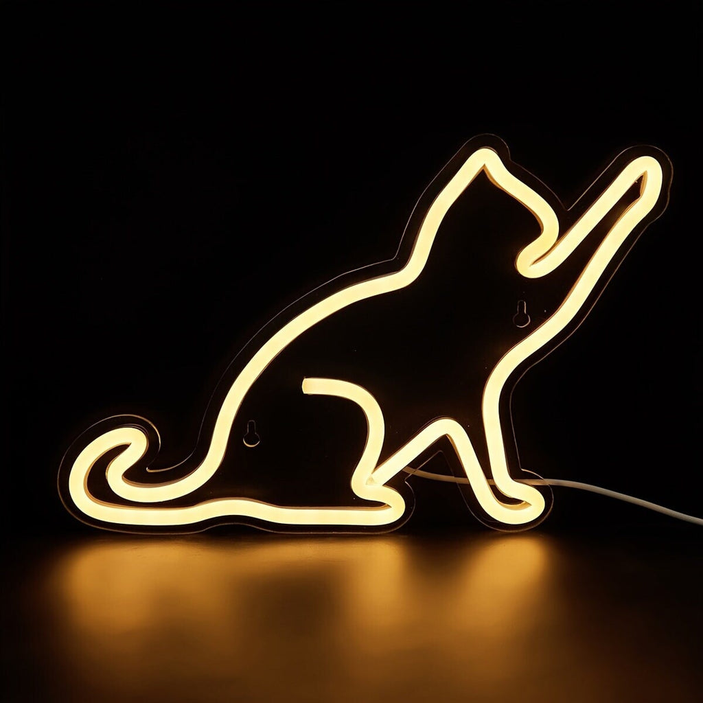 LED Neon Sign Cat-shaped Night Lights, 5V USB Power Supply Neon Lamp With 2 Hooks For Home Bedroom Dorm Party CO/B\HA 