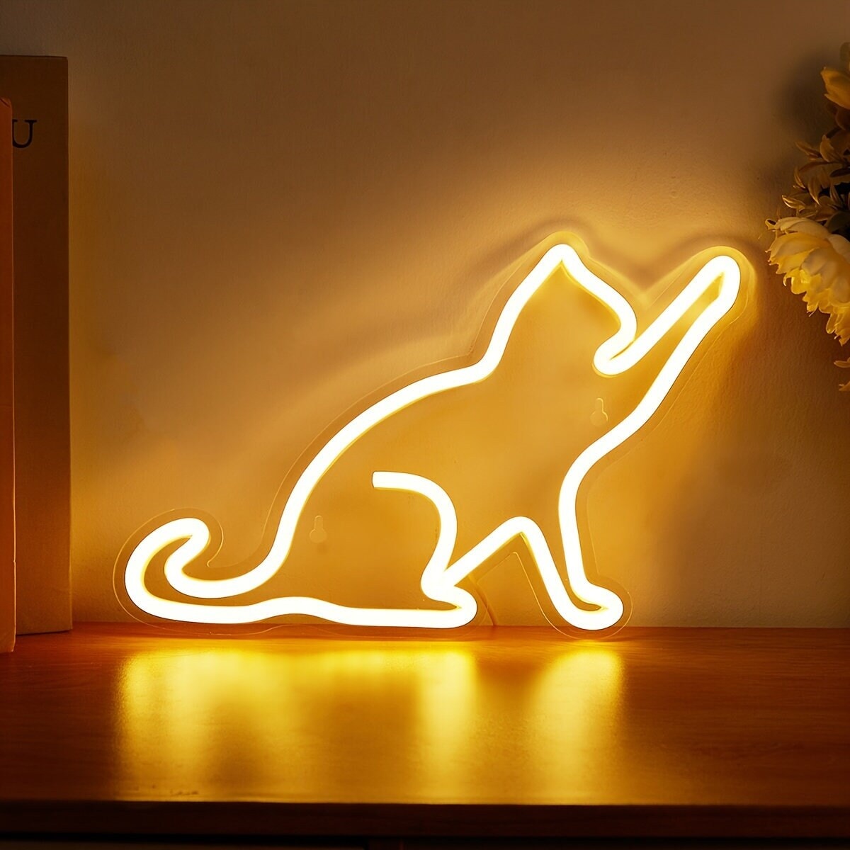 LED Neon Sign Cat-shaped Night Lights, 5V USB Power Supply Neon Lamp With 2 Hooks For Home Bedroom Dorm Party CO/B\HA 