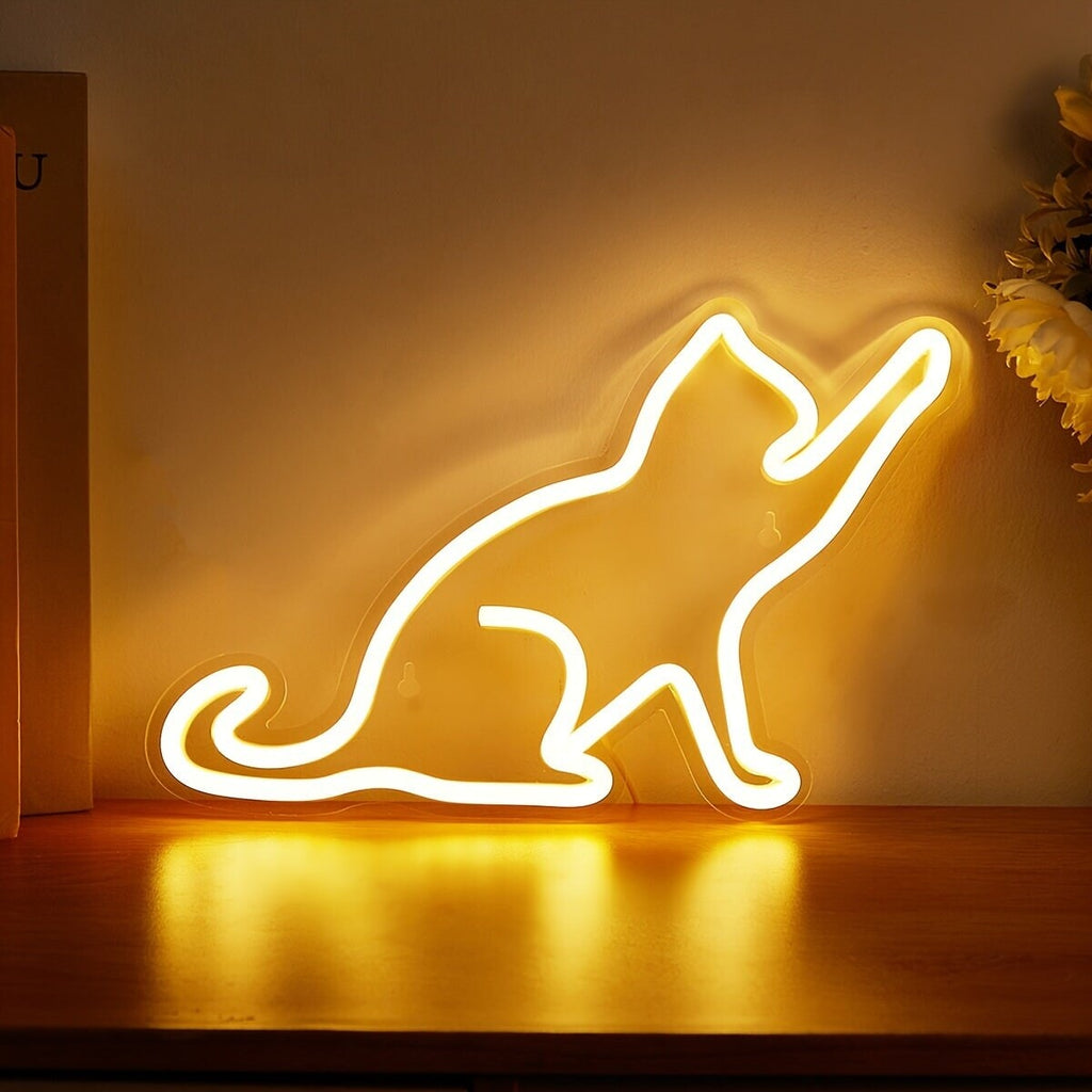 LED Neon Sign Cat-shaped Night Lights, 5V USB Power Supply Neon Lamp With 2 Hooks For Home Bedroom Dorm Party CO/B\HA 