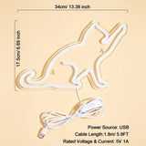 LED Neon Sign Cat-shaped Night Lights, 5V USB Power Supply Neon Lamp With 2 Hooks For Home Bedroom Dorm Party CO/B\HA 