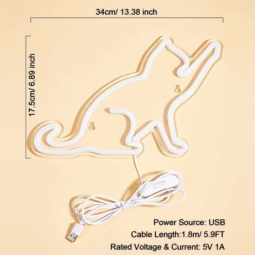 LED Neon Sign Cat-shaped Night Lights, 5V USB Power Supply Neon Lamp With 2 Hooks For Home Bedroom Dorm Party CO/B\HA 