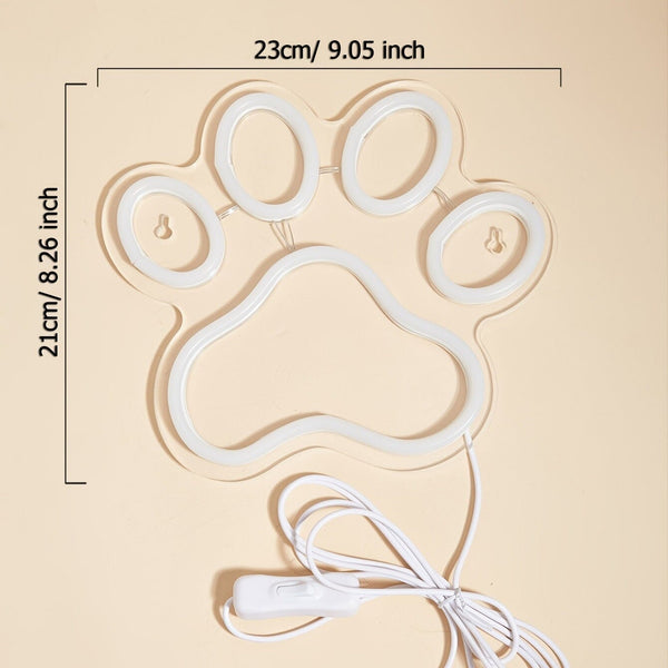 LED Neon Sign Dog Paw Shaped Night Lights, 5V USB Power Supply Neon Lamp For Home Bedroom Dorm Party CO/B\HA 