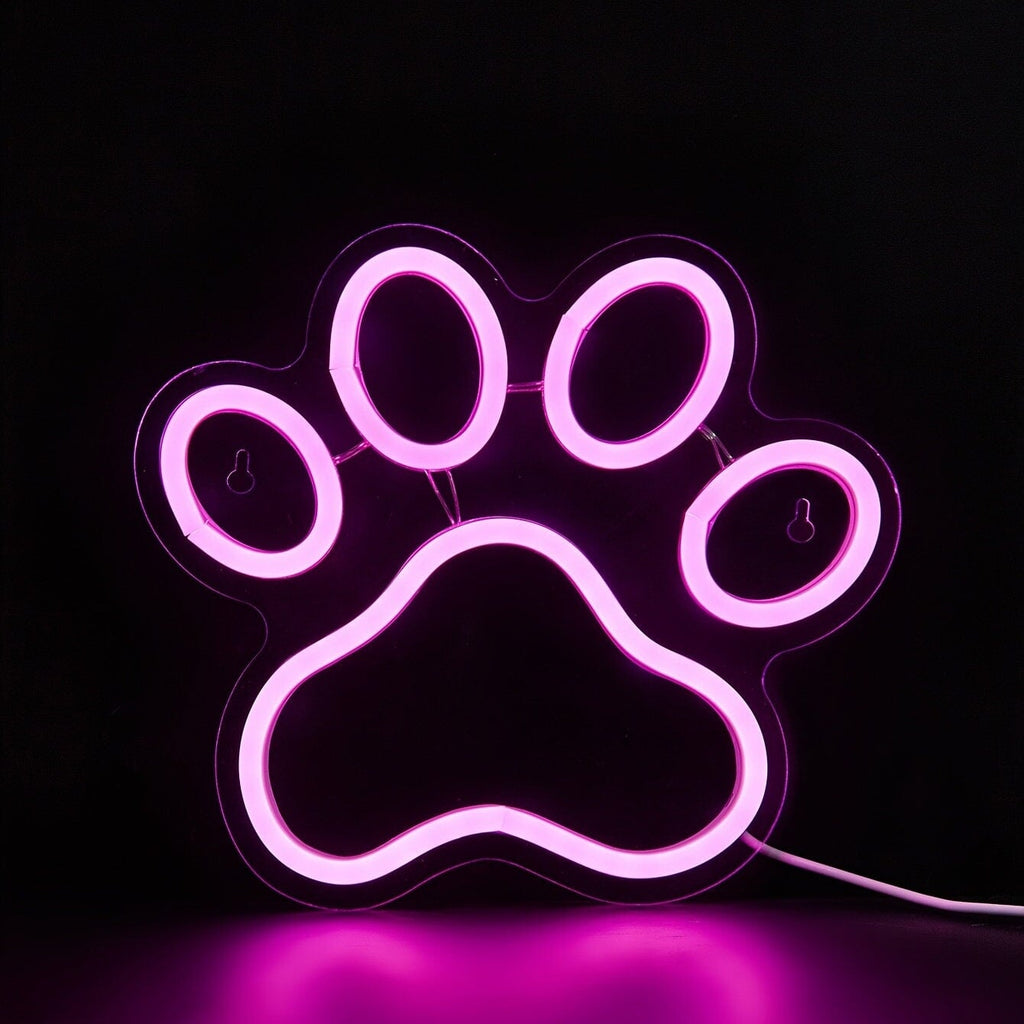 LED Neon Sign Dog Paw Shaped Night Lights, 5V USB Power Supply Neon Lamp For Home Bedroom Dorm Party CO/B\HA 