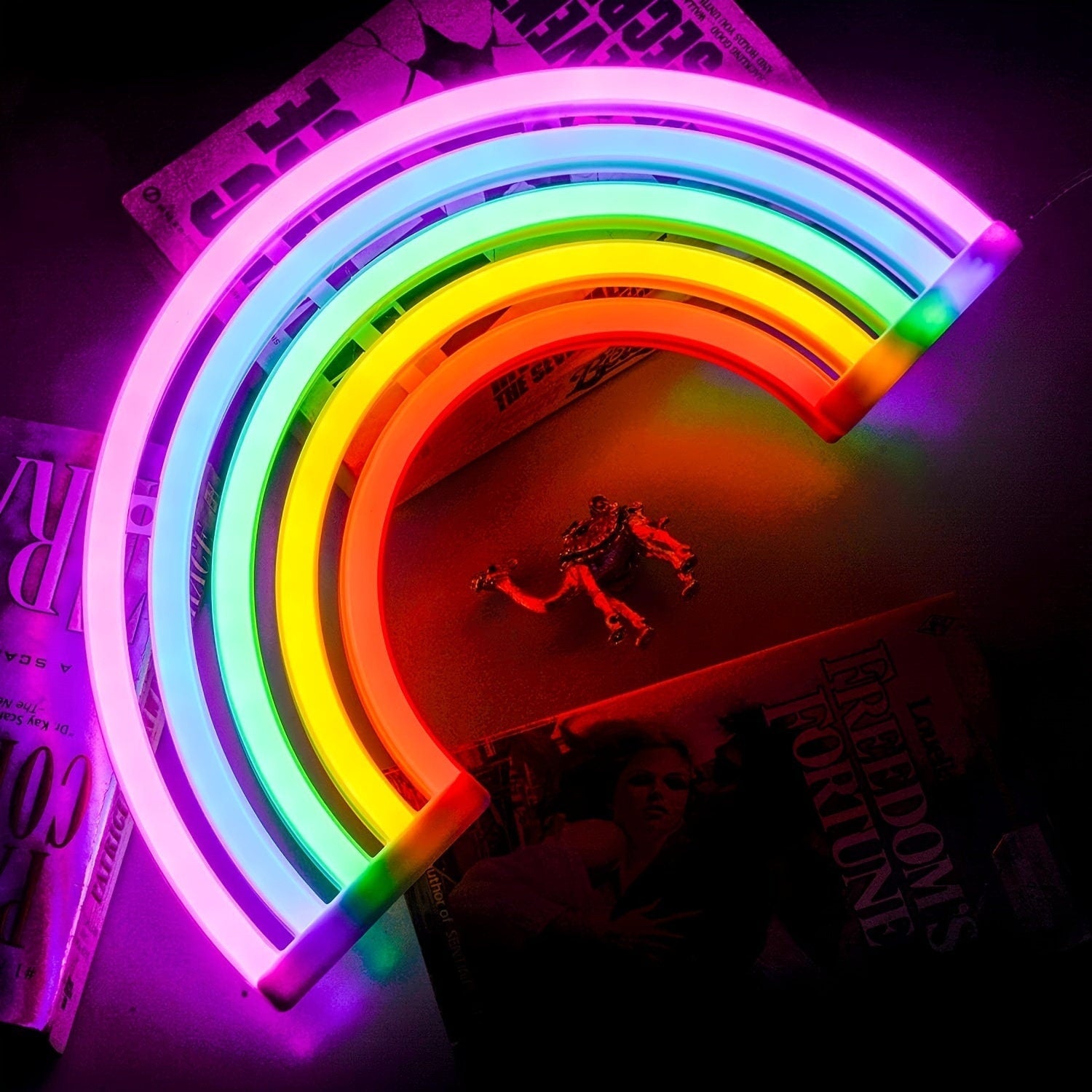 LED Rainbow Shaped Neon Sign, USB & Batteries Powered Neon Light, Decorative Night Lights For Bedroom Wedding Birthday CO/B\HA 