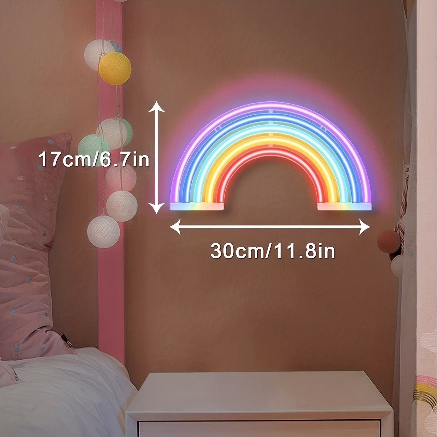 LED Rainbow Shaped Neon Sign, USB & Batteries Powered Neon Light, Decorative Night Lights For Bedroom Wedding Birthday CO/B\HA 