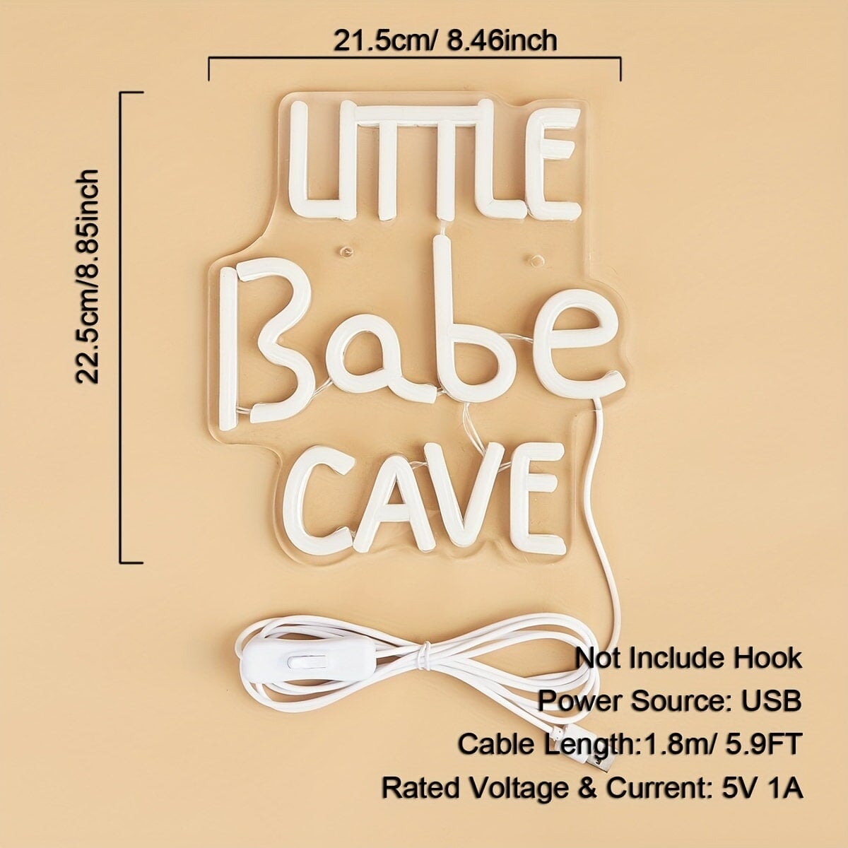Little Babe Cave LED Neon Sign, 5V USB Powered Neon Light With Switch For Bedroom Wedding Birthday Party Game Room Home Wall Decor CO/B\HA 