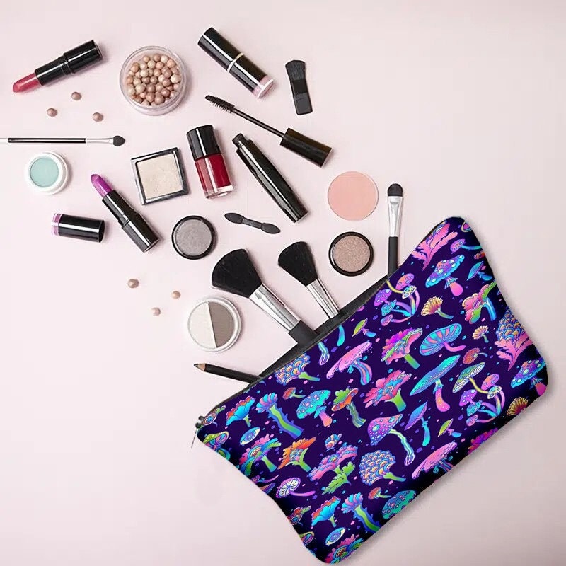Mushroom Print Storage Zipper Bag, Multifunctional Stash, Makeup Bag, Lightweight Coin Purse CO/B\HA 