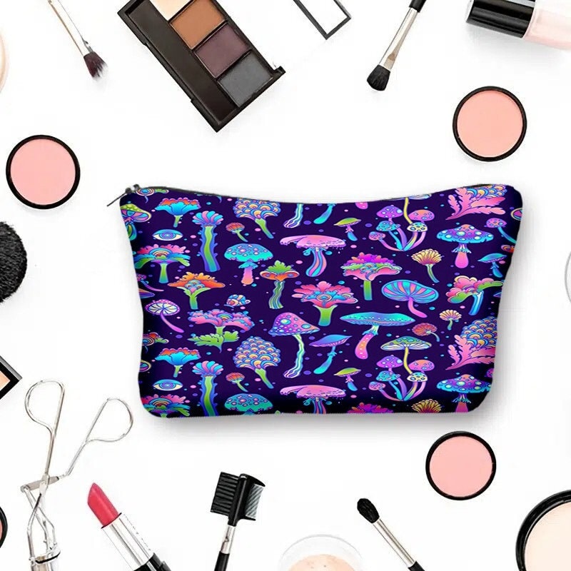 Mushroom Print Storage Zipper Bag, Multifunctional Stash, Makeup Bag, Lightweight Coin Purse CO/B\HA 