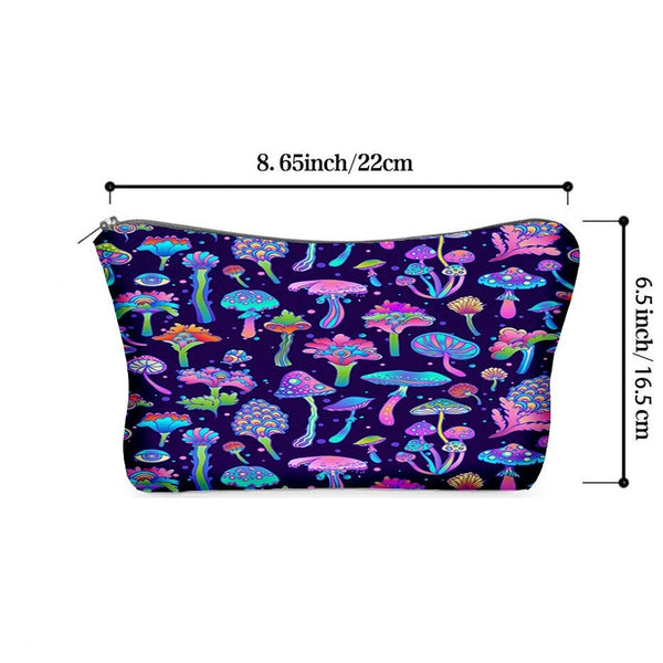 Mushroom Print Storage Zipper Bag, Multifunctional Stash, Makeup Bag, Lightweight Coin Purse CO/B\HA 