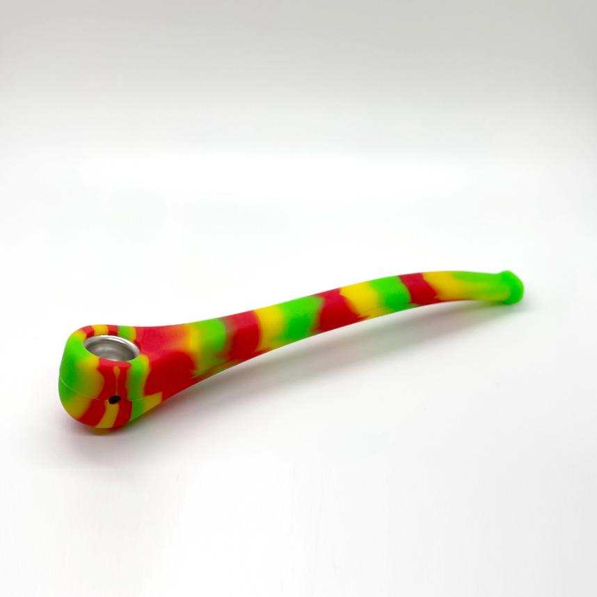 Portable Organic Silicone Tobacco Pipe With Metal Bowl Smoking Pipes  Accessories - Silicone Bong