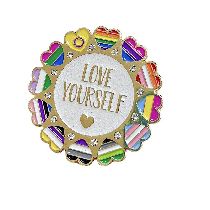 Pin: Love Yourself Pride Shinny English Letter Brooch CO/B\HA 