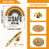 Pin: YOU ARE SAFE WITH ME Letter Brooch Pin Rainbow Shape Pattern LGBT Gay Pride Month Badge CO/B\HA 