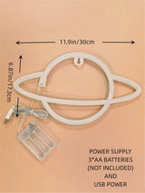 Planet Neon Sign - Battery or USB Powered Light for Wall Decor, Aesthetic Hanging Saturn Neon Light Bedroom, Gaming Room, Living Room, Bar, CO/B\HA 