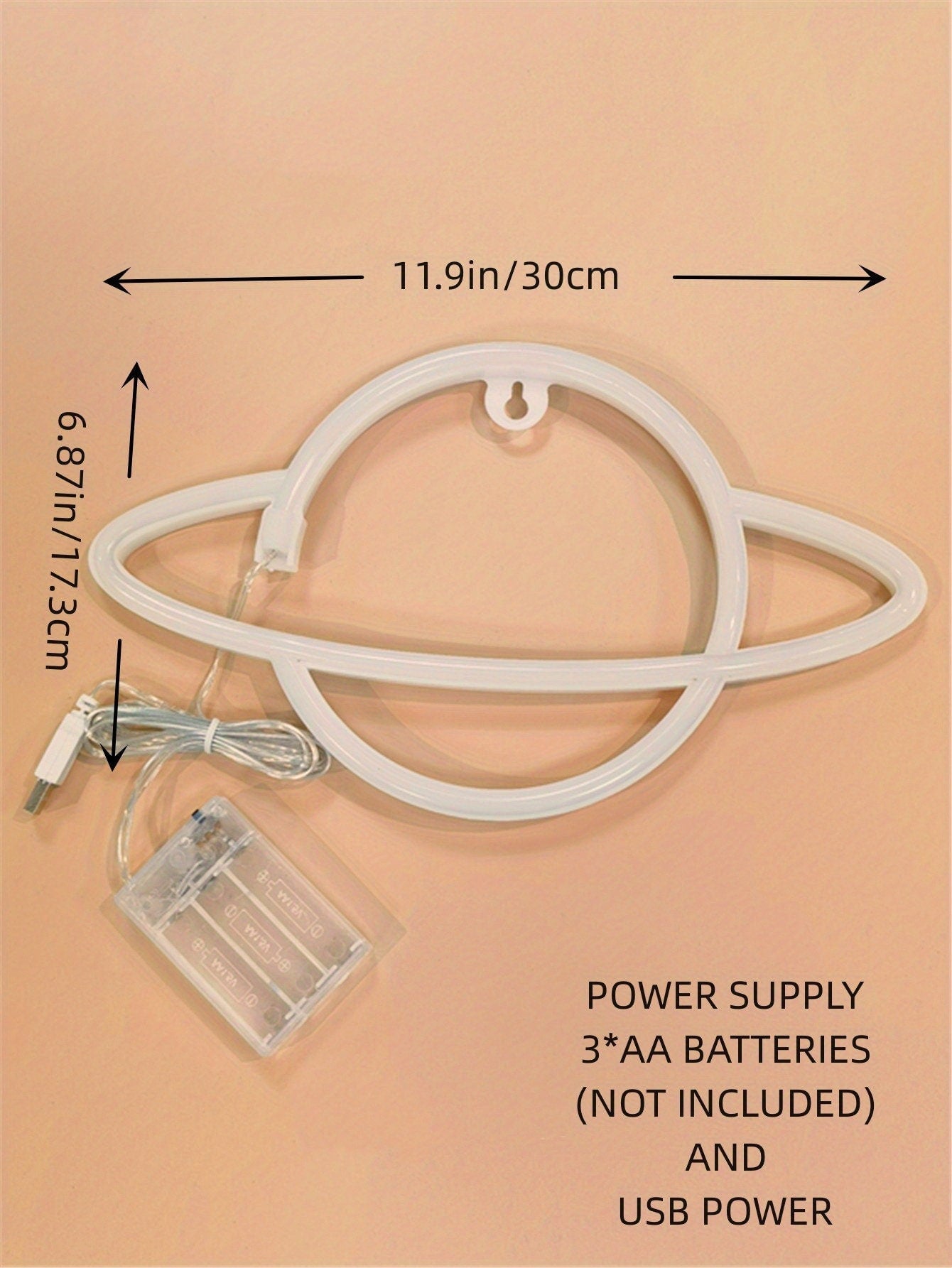 Planet Neon Sign - Battery or USB Powered Light for Wall Decor, Aesthetic Hanging Saturn Neon Light Bedroom, Gaming Room, Living Room, Bar, CO/B\HA 