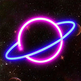 Planet Neon Sign - Battery or USB Powered Light for Wall Decor, Aesthetic Hanging Saturn Neon Light Bedroom, Gaming Room, Living Room, Bar, CO/B\HA 