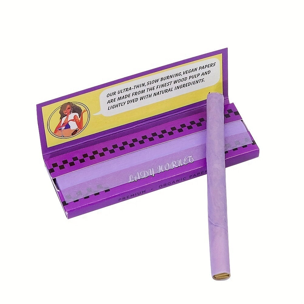 PURPLE 78mm Slow Burning Paper Cigarette Tobacco Rolling Papers Booklets, Smoking Accessories CO/B\HA 