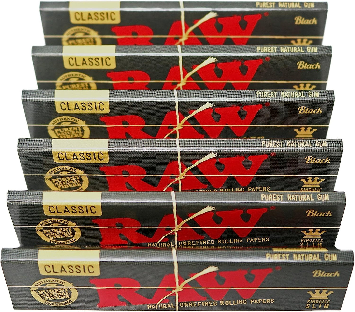 RAW Classic Black King Size Slim Natural Unrefined Ultra Thin 110mm Rolling Papers CO/B\HA