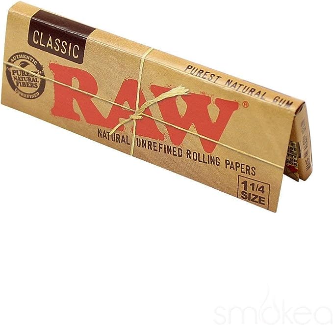 Raw Unrefined Classic 1.25 1 1/4 Size Cigarette Rolling Papers CO/B\HA