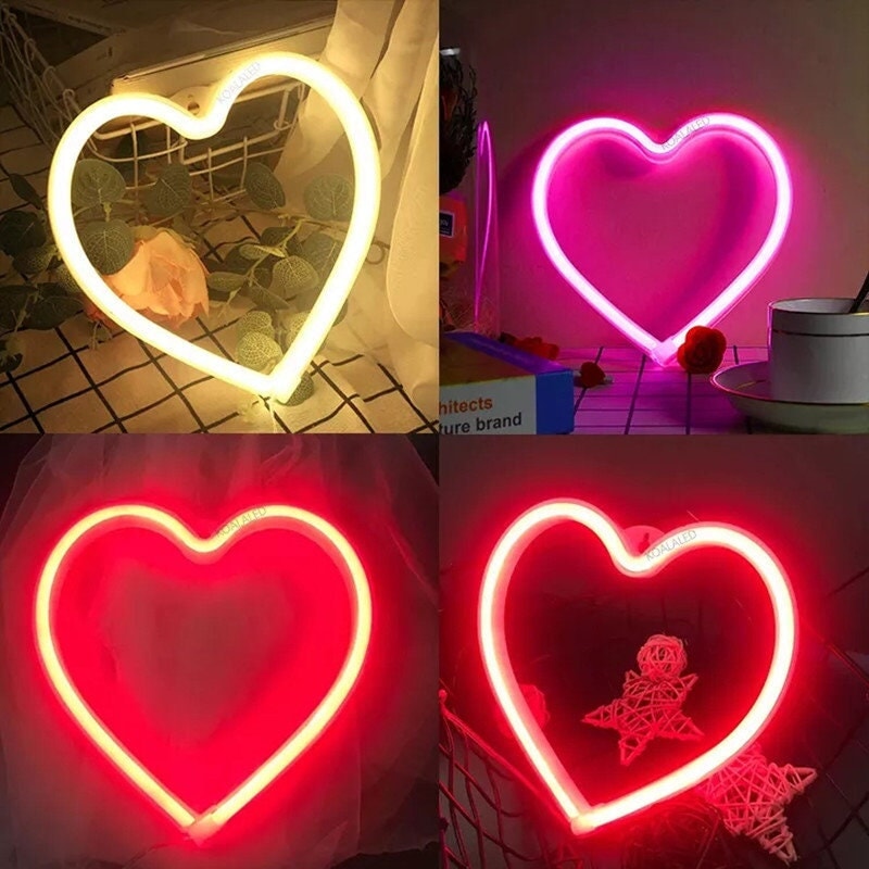 Red Heart Neon Sign, Battery Operated Or USB Powered LED Neon Light For Party, Valentines Decorations Lamp, Table & Wall Decoration CO/B\HA 