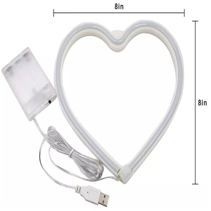 Red Heart Neon Sign, Battery Operated Or USB Powered LED Neon Light For Party, Valentines Decorations Lamp, Table & Wall Decoration CO/B\HA 