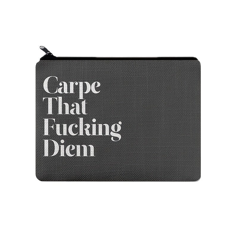 Simple Letter Print Carry-On Pouch, Zipper Lightweight Coin Purse, Portable Travel Makeup Organizer CO/B\HA 