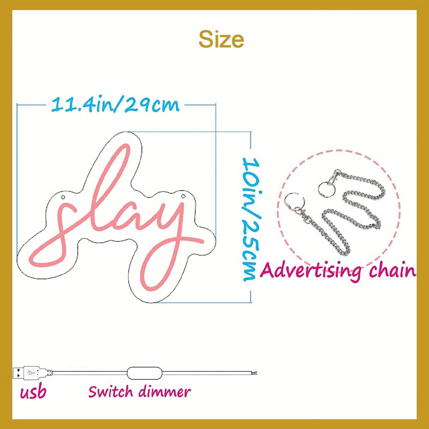 Slay Neon Sign For Wall Decor, Adjustable Lighting Led Neon Light For Bedroom Wall Decor Girls Aesthetic CO/B\HA 