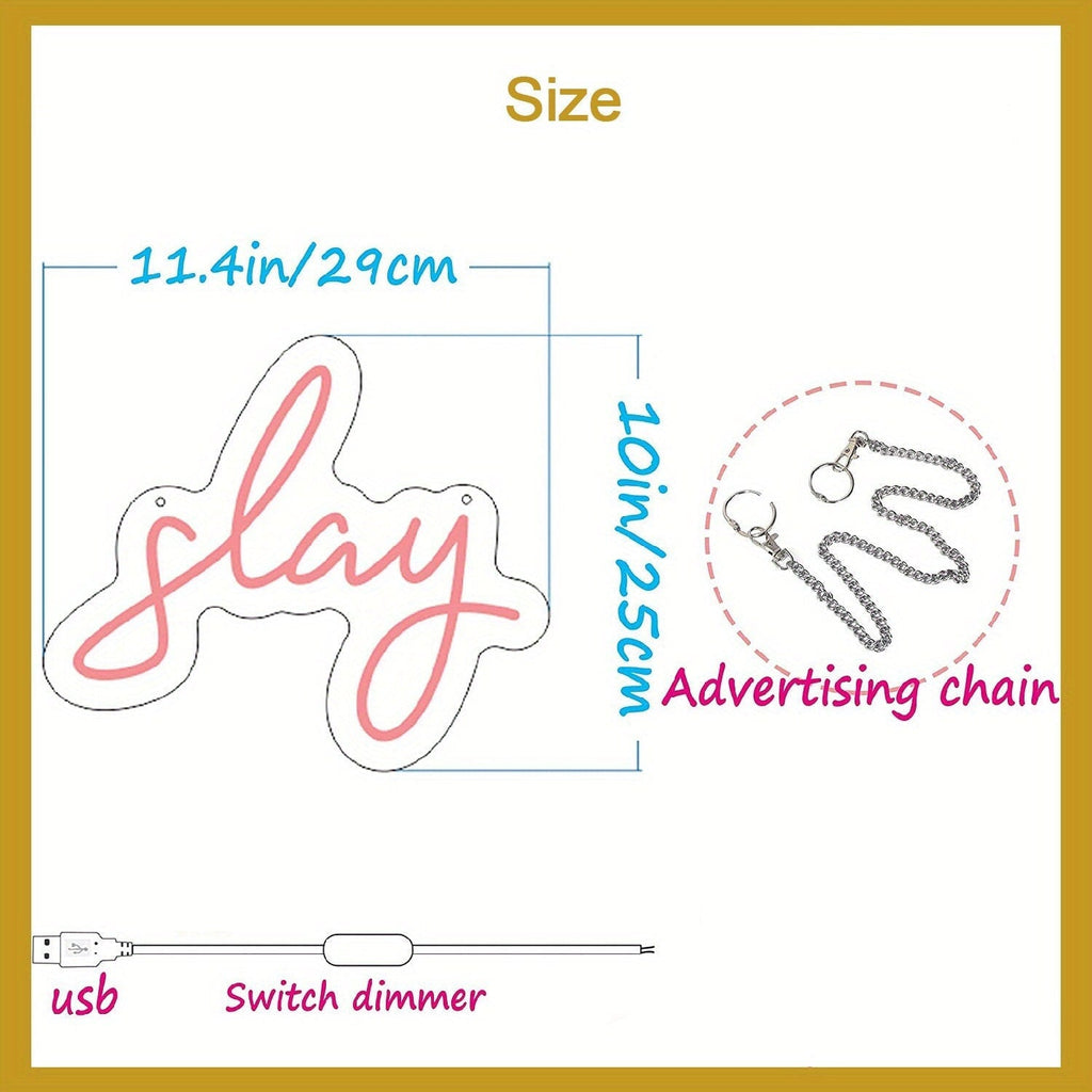 Slay Neon Sign For Wall Decor, Adjustable Lighting Led Neon Light For Bedroom Wall Decor Girls Aesthetic CO/B\HA 