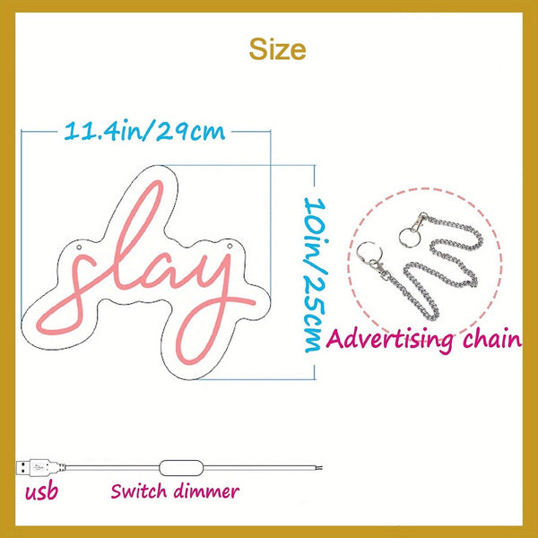 Slay Neon Sign For Wall Decor, Adjustable Lighting Led Neon Light For Bedroom Wall Decor Girls Aesthetic CO/B\HA 