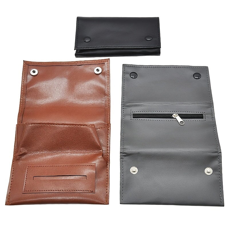 Stylish PU Leather Tobacco Pouch Bag: Portable Cigarette Rolling Pipe Tobacco Case Wallet Bag With Zipper - Perfect Smoke Accessory! CO/B\HA 