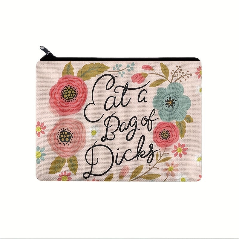 Vintage Floral Print Zipper Carry-On Bag, Lightweight Clutch Coin Purse, Portable Makeup Bag CO/B\HA 
