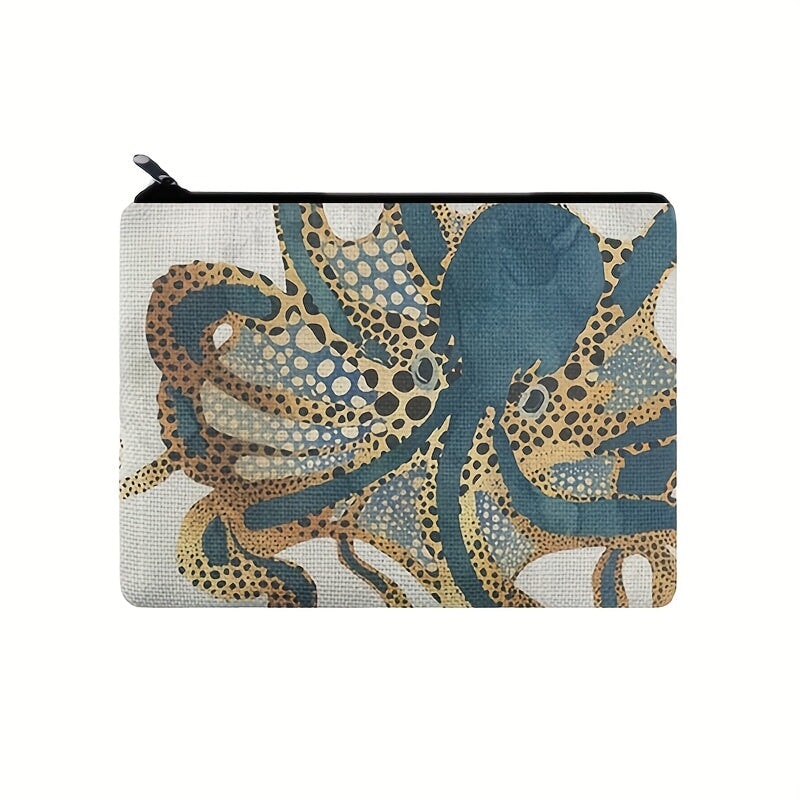 Vintage Octopus Pattern Carry-On Bag, Zipper Mini Versatile Storage Bag, Makeup Pouch CO/B\HA 
