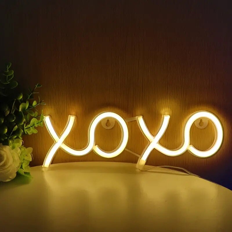 XOXO Shapde Wall LED Neon Sign Light, LED Sign Pink Neon Lights For Aesthetic Wall Art Decor Bar Pub Club Bedroom Man Cave, 11.81''*4.33'' CO/B\HA 