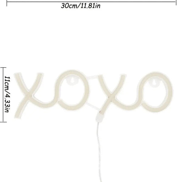 XOXO Shapde Wall LED Neon Sign Light, LED Sign Pink Neon Lights For Aesthetic Wall Art Decor Bar Pub Club Bedroom Man Cave, 11.81''*4.33'' CO/B\HA 