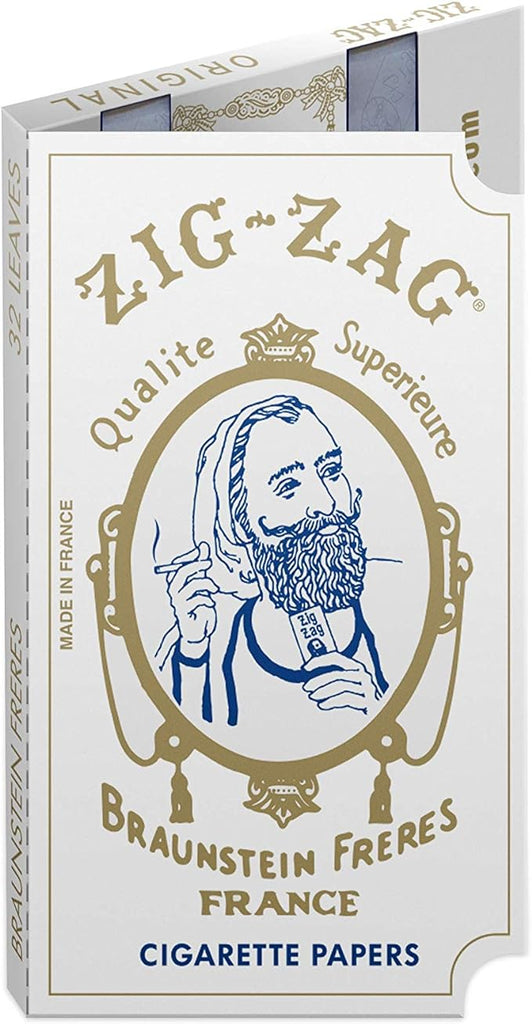 ZIG-ZAG Rolling Papers - Original White 70 mm Paper - Natural Gum Arabic - Thin Glue Sealing Line CO/B\HA 